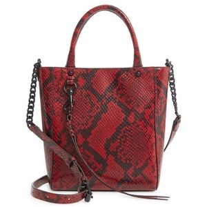 *SALE* REBECCA MINKOFF sexy red snakeskin chain tote crossbody purse NEW! w/tags